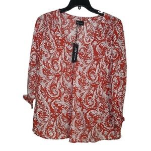Jones New York orange and white floral print 1X